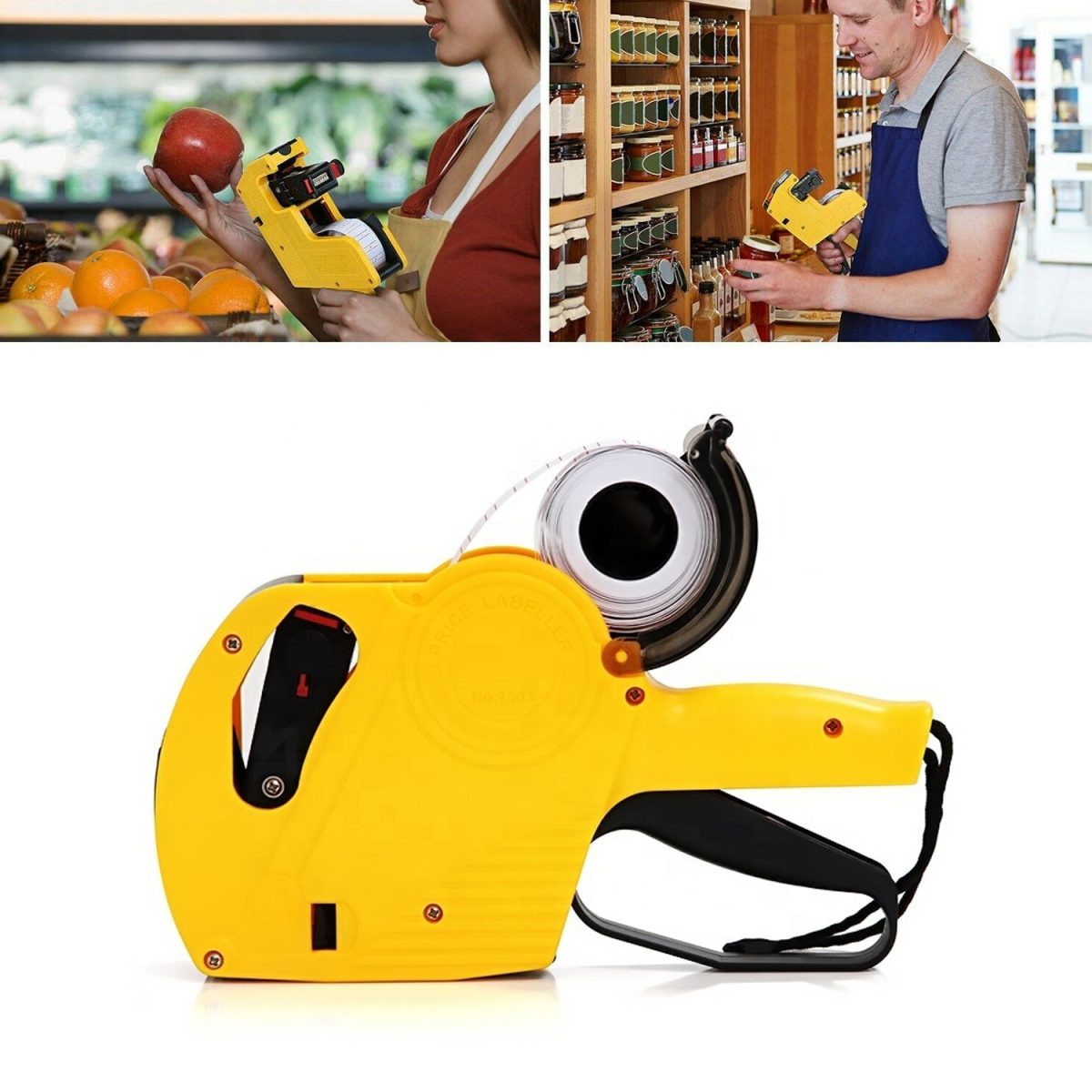 9028 Price Labeller Gun widely used in departmental stores and markets for price tagging among customers.